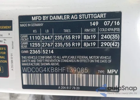 2017 Mercedes-Benz Glc 300 4Matic from USA, damaged, VIN WDC0G4KB8HF139085